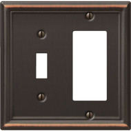 Amerelle Chelsea 2-Gang Stamped Steel Single Toggle/Rocker Wall Plate  Aged Bronze