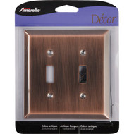 Amerelle 2-Gang Stamped Steel Toggle Switch Wall Plate  Antique Copper
