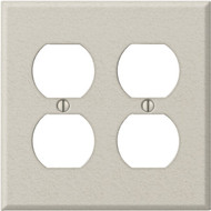 Amerelle PRO 2-Gang Stamped Steel Outlet Wall Plate  Light Almond Wrinkle