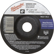 Milwaukee Type 27 5 In. x 1/4 In. x 7/8 In. Metal/Stainless Grinding Cut-Off Wheel