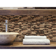Smart Tiles Approx. 10 In. x 10 In. Glass-Like Vinyl Backsplash Peel & Stick  Bellagio Keystone Mosaic