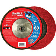 Diablo 7 In. x 5/8 In.-11 60-Grit Type 29 Steel Demon Angle Grinder Flap Disc with Hub