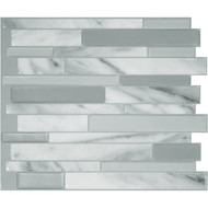 Smart Tiles Approx. 10 In. x 10 In. Glass-Like Vinyl Backsplash Peel & Stick  Milano Carrera Mosaic (6-Pack)