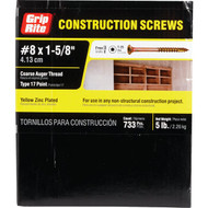 Grip-Rite #8 x 1-5/8 In. Flat Head Star Gold Construction Wood Screw (798 Ct.  5 Lb.)