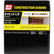 Grip-Rite #10 x 3-1/2 In. Flat Head Star Gold Construction Wood Screw (258 Ct.  5 Lb.)