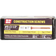 Grip-Rite #9 x 2-1/2 In. Flat Head Star Gold Construction Wood Screw (84 Ct.  1 Lb.)