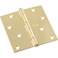 National 4 In. Square Polished Brass Door Hinge