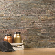 Aspect 6 In. x 24 In. Natural Stone Backsplash Peel & Stick  Weathered Quartz