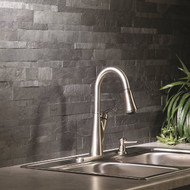 Aspect 6 In. x 24 In. Natural Stone Backsplash Peel & Stick  Charcoal Slate