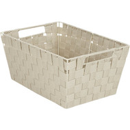 Home Impressions 10 In. W. x 6.75 In. H. x 14 In. L. Woven Storage Basket with Handles  Beige