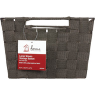 Home Impressions 10 In. W. x 6.75 In. H. x 14 In. L. Woven Storage Basket with Handles  Brown