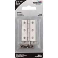 National 2 In. x 1-3/8 In. Satin Nickel Broad Hinge (2-Pack)