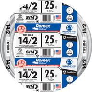 Romex 25 Ft. 14/2 Solid White NMW/G Electrical Wire