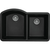 Karran Double Bowl 32 In. x 21 In. x 9 In. Deep Satin Black Quartz Kitchen Sink  Undermount