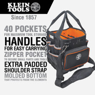 Klein Tradesman Pro 40-Pocket 10 In. Tool Tote