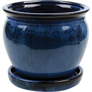 Southern Patio Wisteria 6 In. Dia. x 5.3 In. H. Dripping Blue Clay Planter