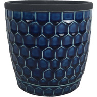 Southern Patio 6 In. Dia. Blue Cobalt Clay Honeycomb Planter