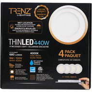 Liteline Trenz ThinLED 4 In. New Construction/Remodel IC Rated White 680 Lm. 4000K Recessed Light Kit (4-Pack)
