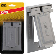 Bell Single Gang Vertical Mount Die-Cast Metal Gray Weatherproof GFCI Outdoor Outlet Cover