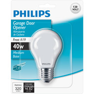 Philips 40W Frosted Medium A19 Incandescent Garage Door Opener Light Bulb