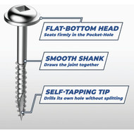 Kreg #7 1-1/4 In. Fine Maxi-Loc Washer Head Zinc Pocket Hole Screw (250 Ct.)
