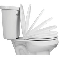 Centoco Elongated Closed Front White Wood Premium Toilet Seat with Slow Close
