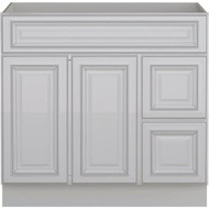 Sunny Wood Riley White with Dover Glaze 36 In. W x 34-1/2 In. H x 21 In. D Vanity Base 2 Door/RH 2 Drawer