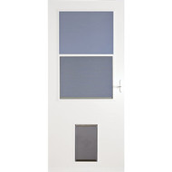 Larson Life-Core DuraTech 32 In. W x 81 In. H x 1 In. Thick White Self-Storing Storm Door With Pet Door