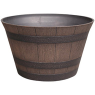 Southern Patio 15.5 In. x 9 In. Resin Kentucky Walnut Whiskey Barrel Planter