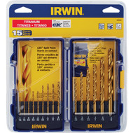 Irwin 15-Piece Titanium Coated HHS Metal Drill Bit Set  1/16 In. thru 3/8 In.