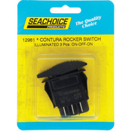 Seachoice Contura 20A 12V Black Illuminated Rocker Switch  On/Off/On