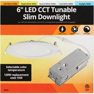 6 In. New Construction IC Rated White CCT Tunable Slim LED Downlight  1100 Lm.
