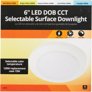 6 In. Retrofit IC Rated White LED DOB CCT Selectable Surface Mount Downlight  1100 Lm.