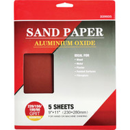 Boss General Purpose 9 In. x 11 In. 220/150/100/60 Grit Assorted Grade Sandpaper (5-Pack)