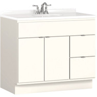Bertch Riverside 36 In. W x 34-1/2 In. H x 21 In. D White Vanity Base without Top  2 Door/2 Drawer
