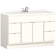 Bertch Riverside 48 In. W x 34-1/2 In. H x 21 In. D White Vanity Base without Top 2 Door/4 Drawer