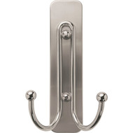 Command Large Brushed Nickel Double Hook  1 Hook  1 Strip