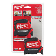 Milwaukee 25 Ft. Compact Wide Blade Magnetic Tape Measure (2-Pack)
