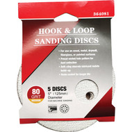 5 In. 80-Grit 8-Hole Pattern Vented Sanding Disc with Hook & Loop Backing (5-Pack)