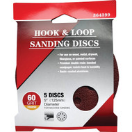 5 In. 60-Grit 8-Hole Pattern Vented Sanding Disc with Hook & Loop Backing (5-Pack)
