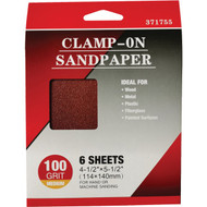 Clamp-On 100 Grit 4-1/2 In. x 5-1/2 In. 1/4 Sheet Power Sanding Sheet (6-Pack)