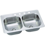 Elkay Dayton Double Bowl 33 In. x 22 In. x 8-1/16 In. Deep Stainless Steel Kitchen Sink  Drop-In