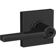 Schlage Latitude Lever with Collins Trim Matte Black Keyed Entry Lock