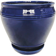 Southern Patio Collins 12 In. Ceramic Blue Planter