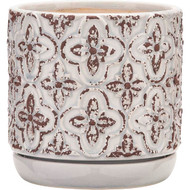 Southern Patio French Rustic 6 In. Ceramic White Planter