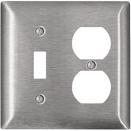 Leviton 2-Gang Stainless Steel Single Toggle/Duplex Magnetic C-Series Wall Plate  Stainless Steel
