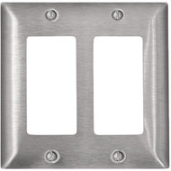 Leviton Decora 2-Gang Stainless Steel Rocker Magnetic C-Series Decorator Wall Plate  Stainless Steel