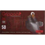 Grippaz Large Black Nitrile Fish Scale Texture Disposable Gloves (50-Pack)