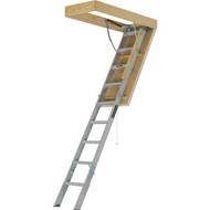 Louisville Energy Efficient 7 Ft. 8 In. to 10 Ft. 3 In. 30 In. x 54 In. Aluminum Attic Stairs  375 Lb. Load