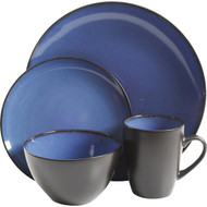 Gibson Home Soho Lounge Round Blue/Gray Stoneware Dinnerware Set (16-Piece)
